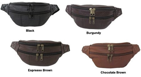 Assorted Leather Fanny Packs, Black