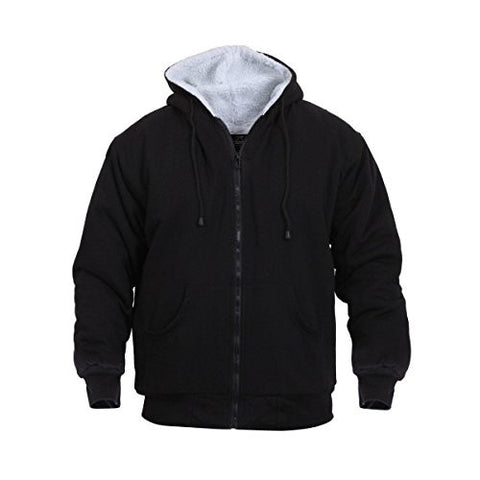 Black Sherpa-lined Zipper Hooded Sweatshirt - Extra Large