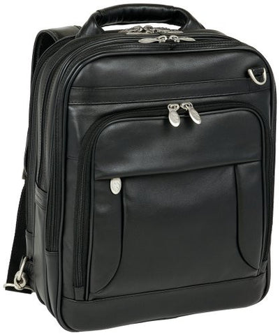 *LINCOLN PARK Leather Three‐Way Computer Briefpack Black