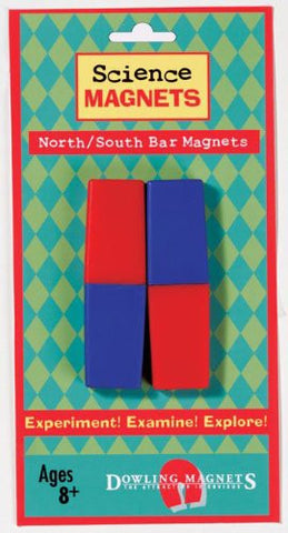 North/South Bar Magnets - 2 Red/2 Blue