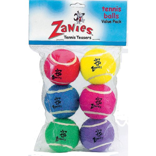 Zanies Tennis Balls 2.5 in 6 pack Assorted