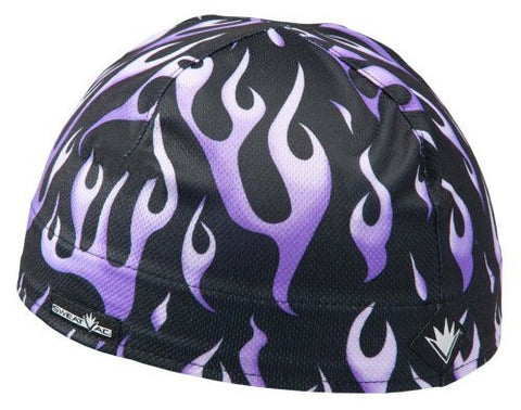 Pattern Skull Cap, Purple Flames