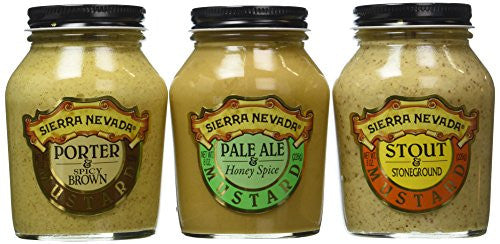 Sierra Nevada Porter & Spicy Brown Mustard-Glass 8oz, Sierra Nevada Stout & Stoneground Mustard-Glass 8oz and Sierra Nevada Pale Ale & Honey Spice Mustard-Glass 8oz