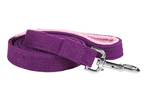 1" x 5" Natural Hemp Leash with Fleece Lined Handle - Purple