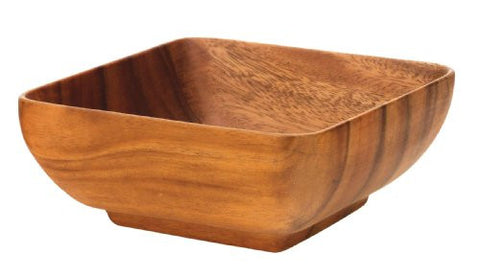 Acacia Wood Individual Square Bowl with Base, 6" x 6" x 3"