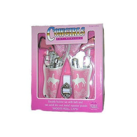 Western Girl Double Pistol With Holster, Pink In Color, Shoots Roll Caps, Boxed