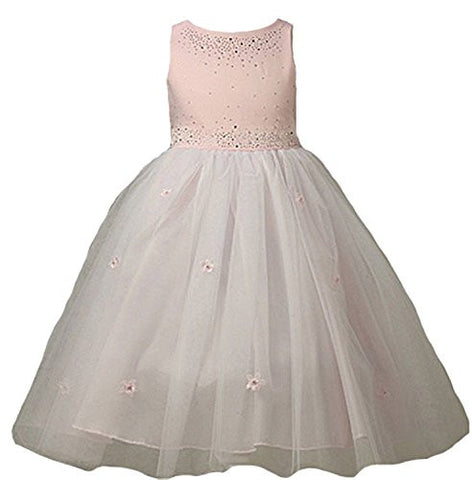 Girls Satin Tulle Ballerina Dress - Pink, Size 6
