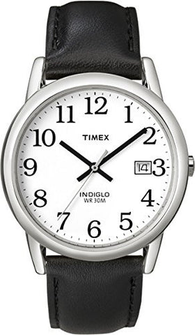 Men's Easy Reader Black Leather Band Watch