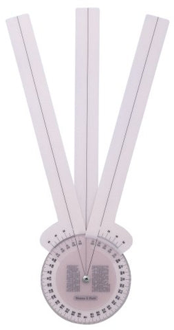 3-Arm Protractor, 21in L x 6in W x 0.11in H, 0.3lb