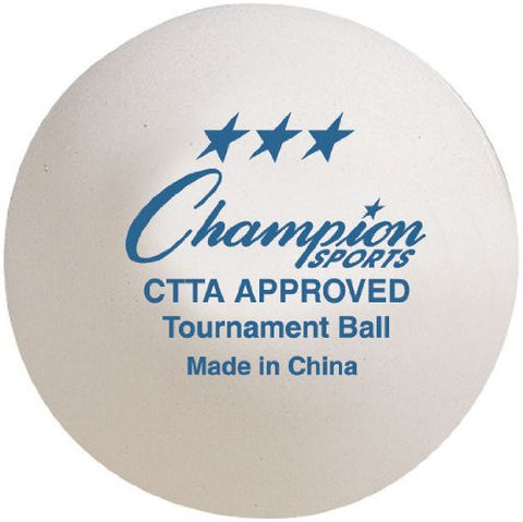 Champion Sports 3-Star Tournament 40 mm Table Tennis Balls, 6-Pack