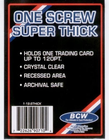 10 (Ten) BCW 1 Screw Super Thick Card Holder - 120 Pt. (Lot of 10 - 10 Pack) Jersey or Memorabilia Trading Card Screwdown