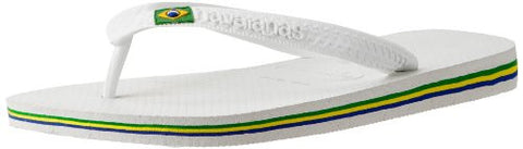 Havaianas Men's Brasil Logo Flip Flop ,White,39/40 BR (7-8 M US)