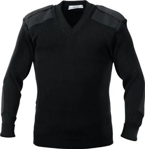 Black Gov't Type Acrylic V-Neck Sweater - Medium