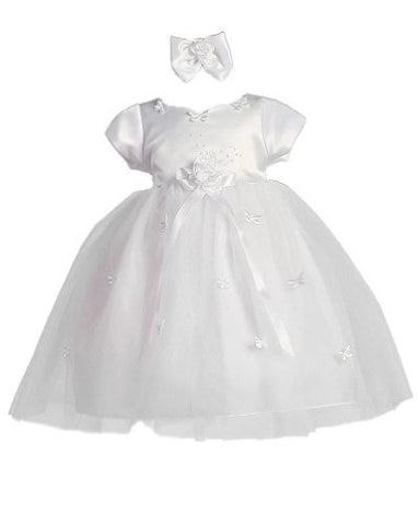 Baby-Girls Butterfly Tulle Dress & Headband - White, Large