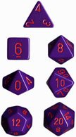 Polyhedral 7-Die Opaque Dice Set - Purple with Red