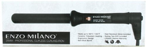 Enzo Milano Professional Clipless Round Barrel Curling Iron, 1 Inch