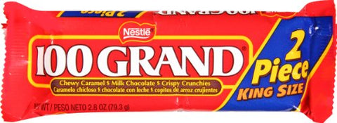 100 Grand King Size Chocolate Candy Bar Share Pack 24 Count 2.8 Oz