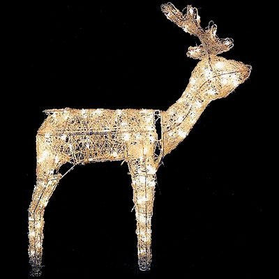48" ANIMATED 3D STANDING DEER 32"W x 15"D x 48"H - 140 CLEAR UL LIGHTS - CRYSTAL LOOK - WHITE BOX W/PICTURE