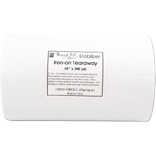 Iron On Tearaway Embroidery Stabilizer - 10" x 100 yd roll - Cutaway/Tearaway/Washaway Available in Rolls and Precut Sheets - by Threadart