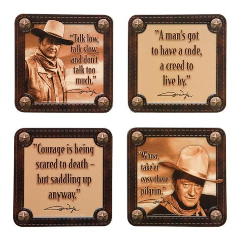 John Wayne 4-Piece Wood Coaster Set, 4" x 0.125" x 4"
