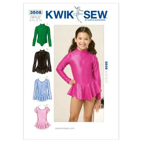 Kwik Sew Pattern - Girls' Leotards with Optional Skirt, 8-10-12-14