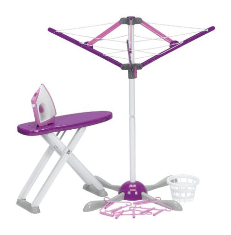 Wash Day Set, Purple and White (Supplied with Clothes Horse, Ironing Board, Simulated Steam Iron and Laundry Basket)