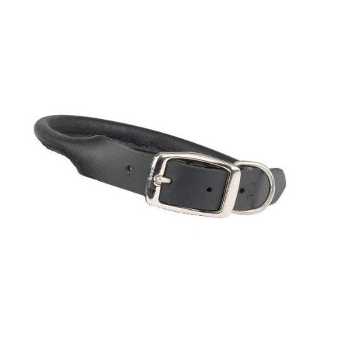 Casual Canine Leather Dog Collars - Black, 12-14 in