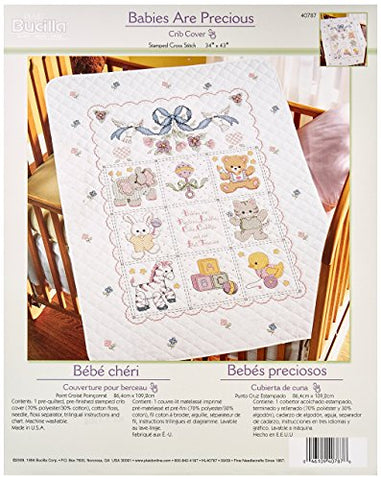 STAMPED X-STITCH - BABIES ARE PRECIOUS, CRIB COVER