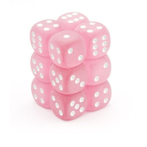 Frosted 16mm d6 Pink/white Dice Block