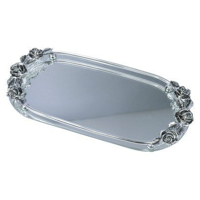 Mirrored Vanity Tray with Rose Motif