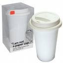 I Am Not a Paper Cup 12-Ounce Porcelain Travel Cup with Lid (Color: White Size: Single)