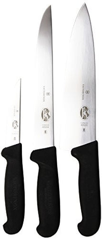 Victorinox 3-Piece Chef's Set, Black Fibrox handles 8" chef, 8" slicer, 4" parer