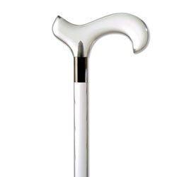 Clear Lucite Cane With Derby Handle, Clear