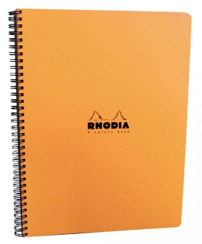 Rhodia Classic Notebook, Side Wirebound, Orange, Lined w/margin, 9 x 11 ¾