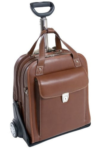 Siamod PASTENELLO 45314 Cognac Leather Vertical Detachable-Wheeled Laptop Case