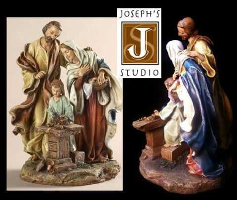 Joseph Studio Holy Family In Carpenter Statue, 9.5"h x 7"w x 6.5"d
