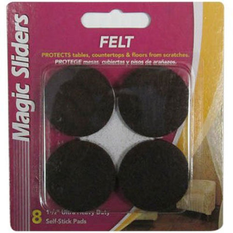 1 1/2" Round Ultra Heavy Duty Self-Stick Pads, Brown - 8 pack