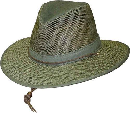 Aussie Breezer - Packable Polycotton with chin cord, 3" Brim, Crushable, green - XXL