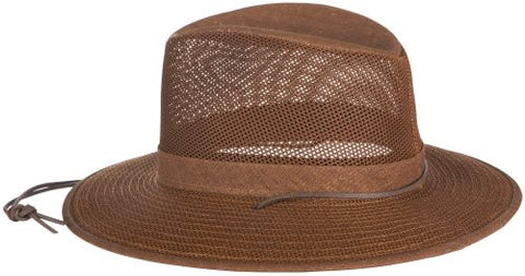 Aussie Breezer - Packable Polycotton w/ Chin Cord, 3 in Brim, Crushable, Earth, Large