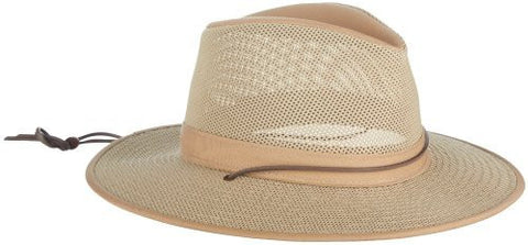 Aussie Breezer - Packable Polycotton w/ Chin Cord, 3 in Brim, Crushable, Natural, Small