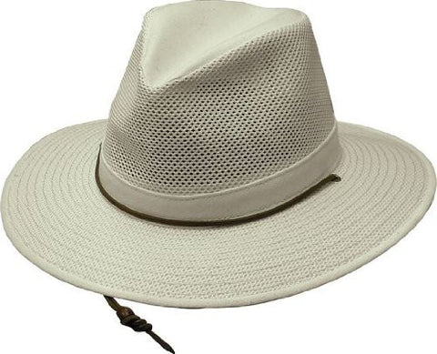 Aussie Breezer - Packable Polycotton w/ Chin Cord, 3 in Brim, Crushable, Natural, X-Large