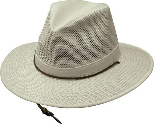Aussie Breezer - Packable Polycotton w/ Chin Cord, 3 in Brim, Crushable, Natural, Large