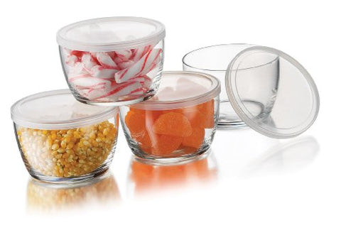Libbey 4 Piece Glass Storage Bowls w/ Lids