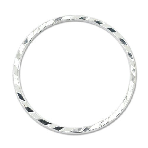 Quick Links, Round, 30 mm (1.18 in), Diamond Cut, Silver Plated, 10 pc