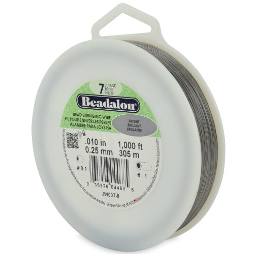 7 Strand Stainless Steel Bead Stringing Wire, .010 in (0.25 mm), Bright, 1000 ft (305 m)