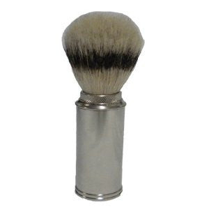 Pure Bristle Travel Shave Brush, NICKEL PLATED BRASS