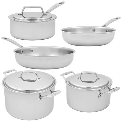 8 PIECE SET (7" Saucepan - 1.65 Qt Pan and Stainless Cover, 4 Qt Stock Pot and 8" Stainless Cover, 8 Qt Stock Pot and 10" Stainless Cover, 8" Chef Skillet, 10" Chef Skillet)