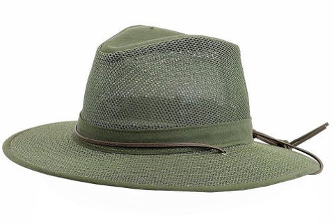 Aussie Breezer - Packable Polycotton w/ Chin Cord, 3 in Brim, Crushable, Green, Small