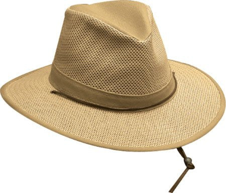 Aussie Breezer - Packable Polycotton w/ Chin Cord, 3 in Brim, Crushable, Green, Medium