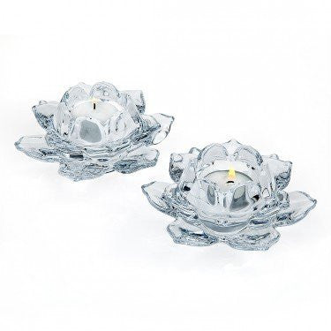 Shannon by Godinger Lotus Crystal Votive Pair Candle Holders, Set of 2